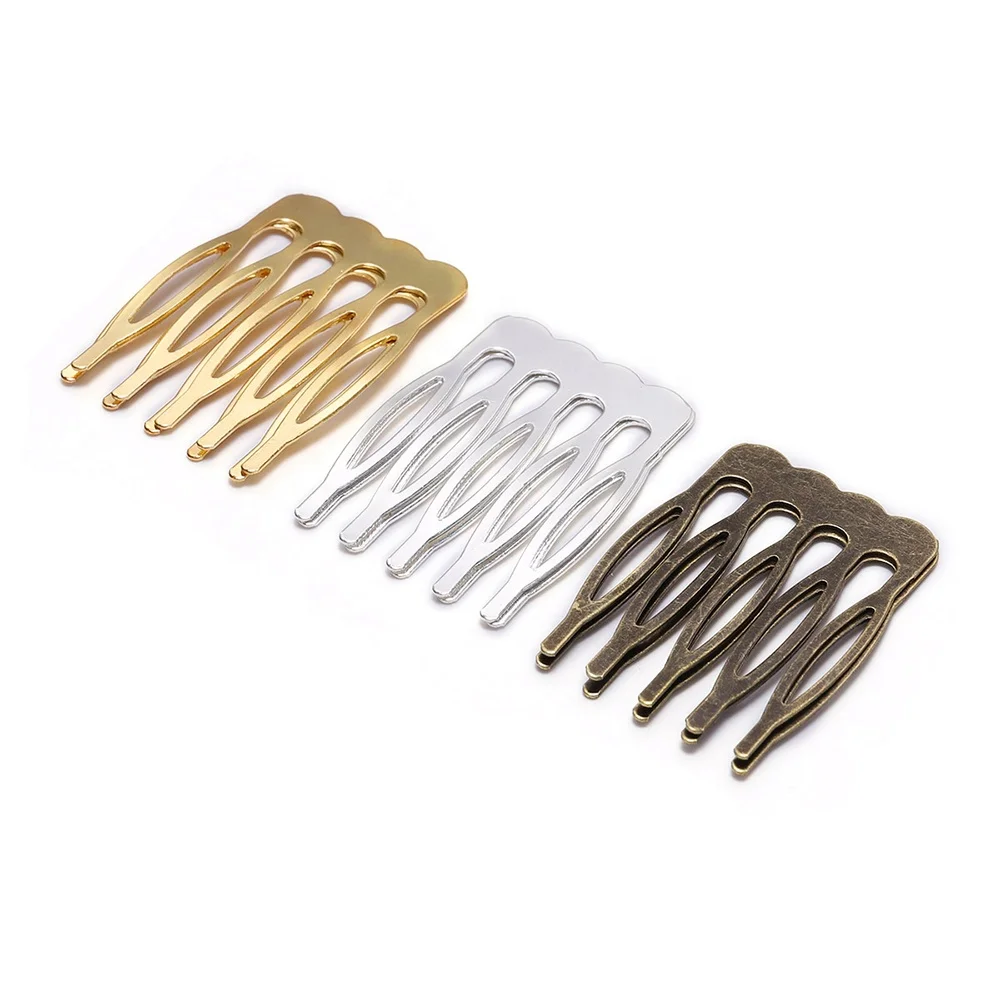 

10 pieces/lot Teeth Metal Hair Comb Claw Hairpins Findings Fit Bride Crown Comb Wedding DIY Charm Barrettes For Jewelry Making, Silver/gold/antique bronze
