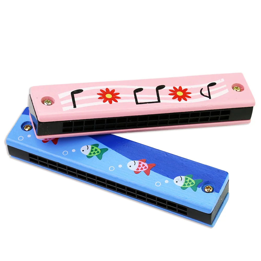 

16 holes Wooden Harmonica Mouth Organ Children gift toys for Blues Jazz Folk Children's Enlightenment Instrument, Colorful