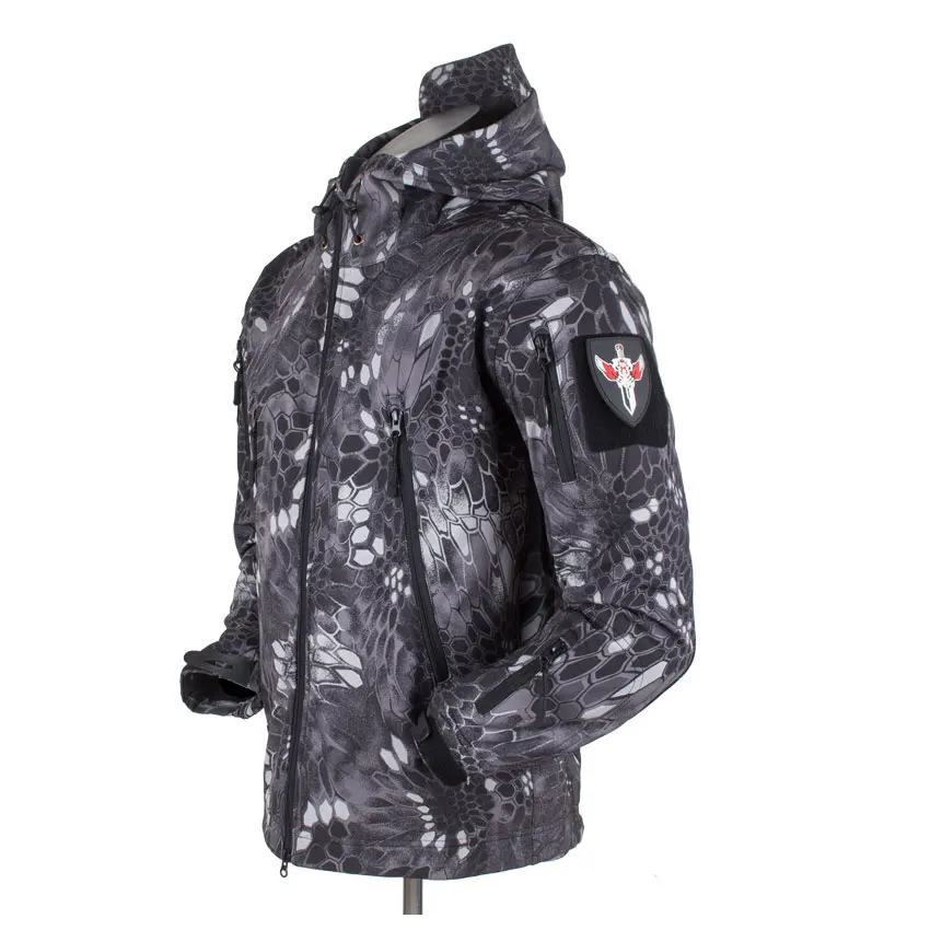 
Wholesale 100%Polyester With Thumb Hole &Hood Men Hunting Outdoor Polar Fleece Military Army Softshell Tactical camo Jacket 