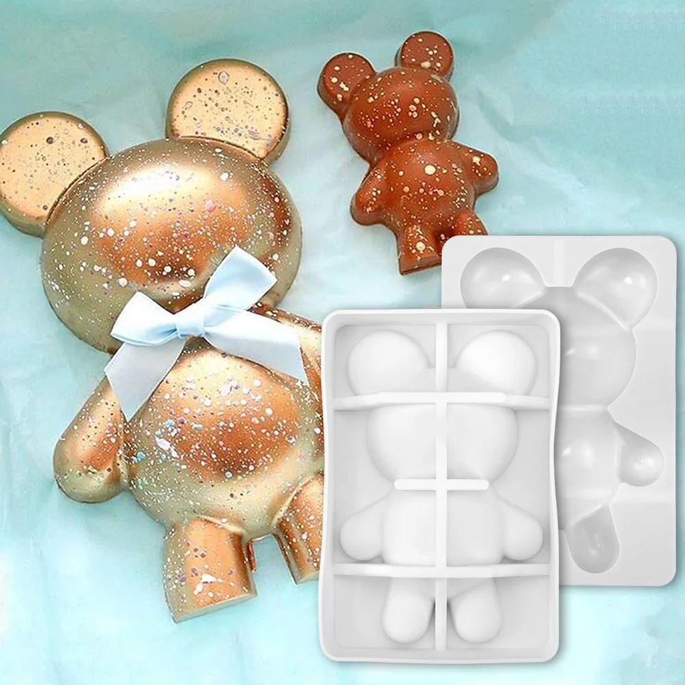 

B1-60 Creative Breakable Chocolate Decorating Baking Accessories Large Size 3D Lovely Baby Bear Silicone Chocolate Mold, White