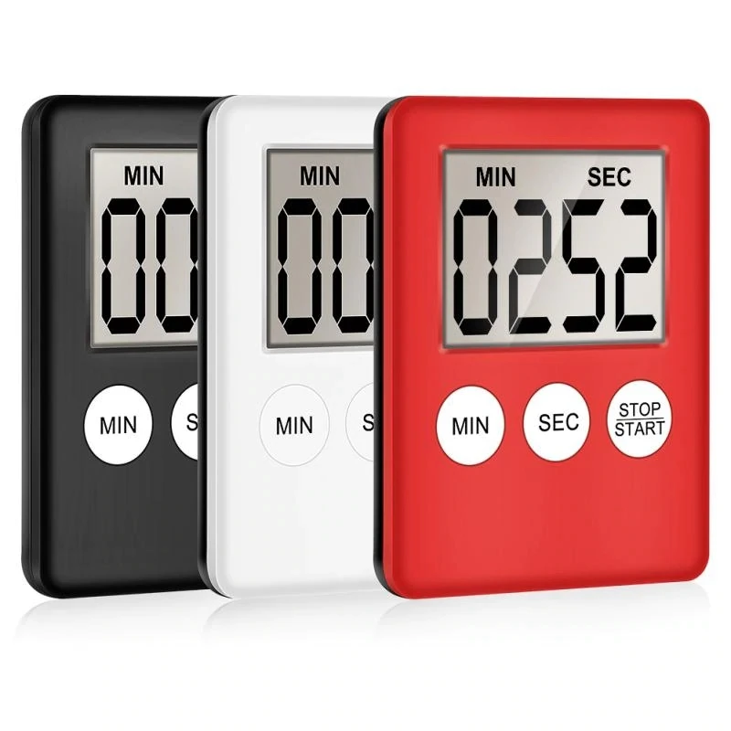 

H23 Thin Square Food Electronic Countdown Timers Magnetic LCD Clock Kitchen Tools Large LCD Screen Display Digital Kitchen Timer, 9 colors