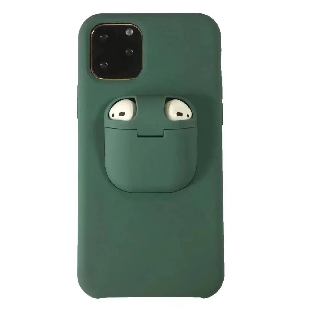 

2 in 1 Phone Case for iPhone 11 Pro Max With Earphone Holder For AirPods Cover Case