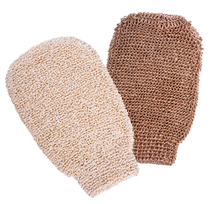 

Dual Sided Bath Shower Gloves Mitt Mitten for Exfoliating and Body Scrubber Natural Bamboo Fiber Bath Spone, Nature/customized color