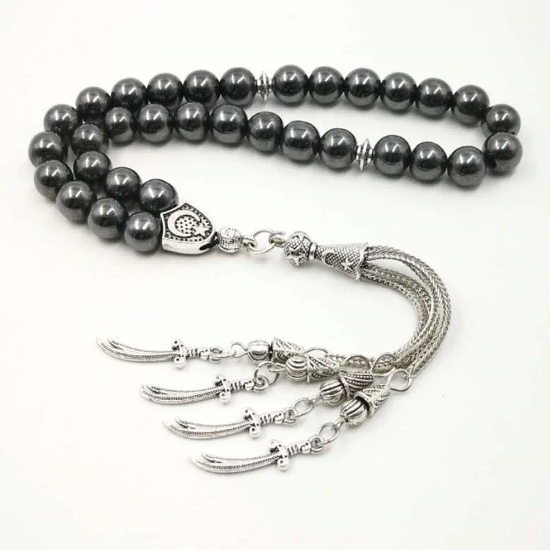 

Man's Tasbih Natural stone Hematite Metal tassel Cheap price and good quality prayer beads 33 66 99beads Islam stone Rosary