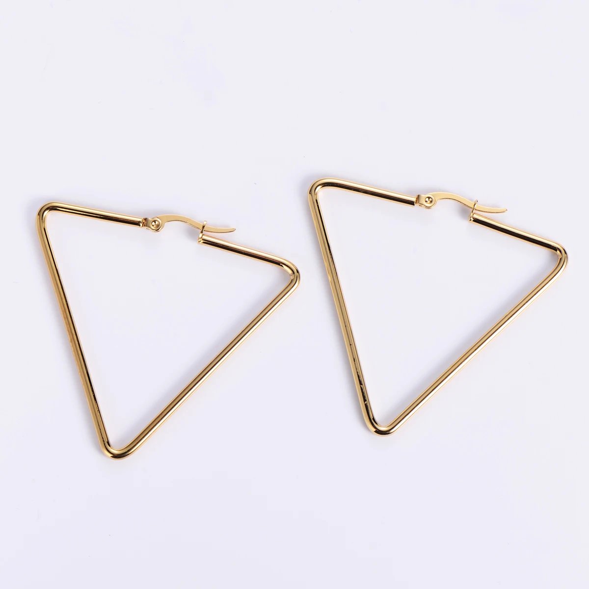 

fashion aretes acero inoxidable women simple geometric triangle stainless steel 18k gold plated 2021 african big hoop earrings