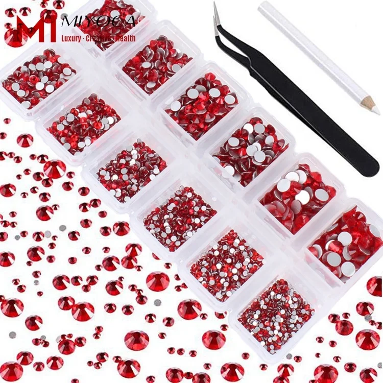 

MIYOCA 2016 Pieces Flat Back Round Crystal Rhinestones 6 Sizes (1.5-6 mm) with Pick Up Tweezer and Rhinestones Picking Pen