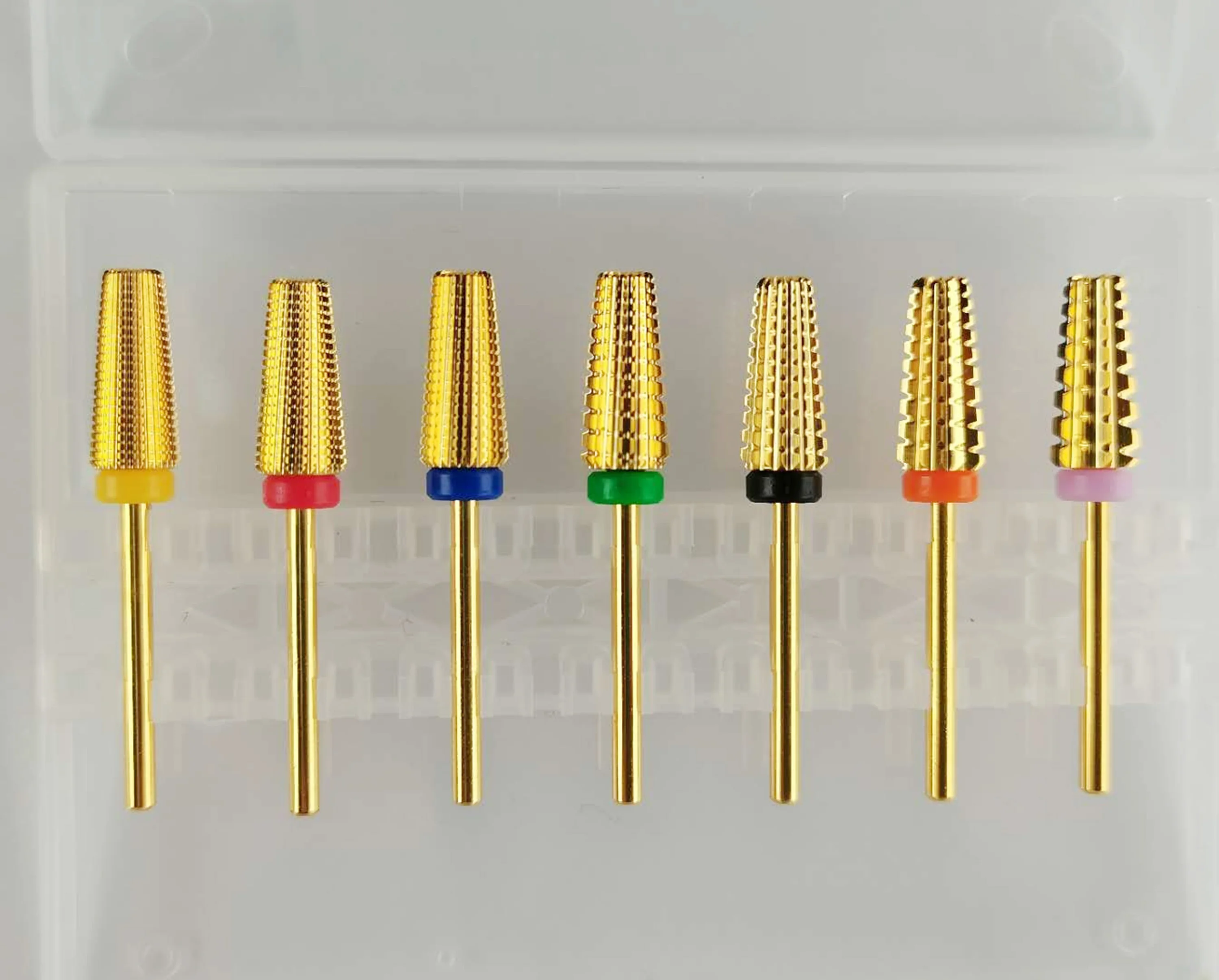 

Tungsten Gold 5 in 1 Diamond Manicure Carbide Professional Nail Art Coating Carbide Drill Bit Dental Burrs, As pictuers