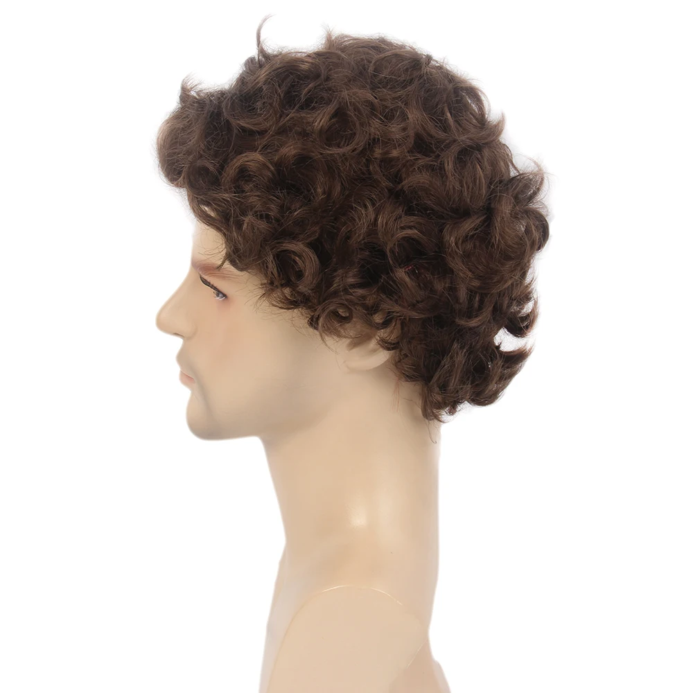 Stfantasy Curly Short Men Wig Layered Natural Wave Synthetic Hair Mens