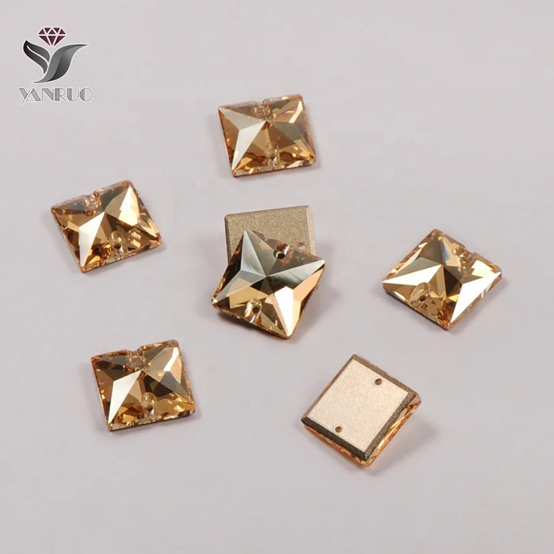 

YANRUO 3240 All Sizes GSHA Flat Back Sewn On Stones Crystals Square Rhinestones For Clothes Decoration, Crystal golden shadow