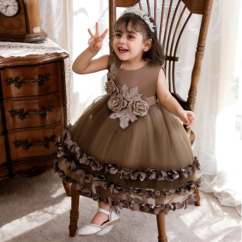 

MQATZ Summer Baby Girl Birthday Dress 1 Years Old Flower Girls Applique Dresses Infant Dress Baby