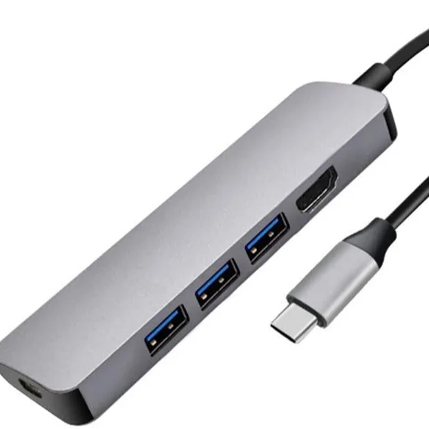 

Usb C Adapter Female Type-C Converter Docking Station 4K Video Show Laptop Thunderbolt Charger, Gray