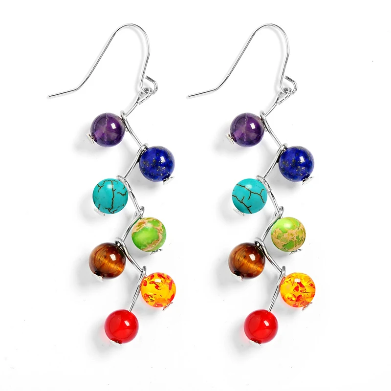 

Trade Assurance INS Best Selling Vintage Stone Beads Yoga Chakra Earrings, 1 colors