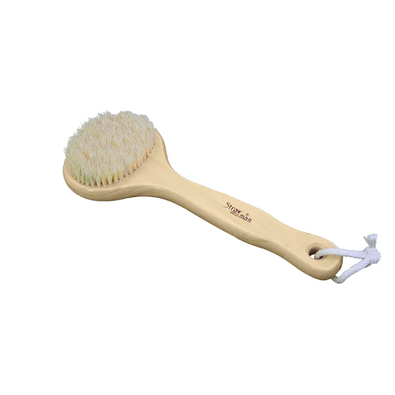 

Natural Boar Bristles and Wood Long Handle Bath Brush, Wooden