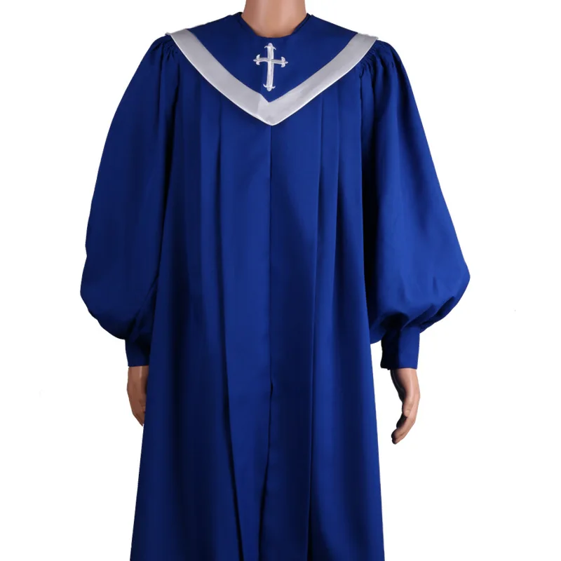 

Unique Customized Blue Church Gown For Choir Robe, Black,red,yellow,blue,customized color