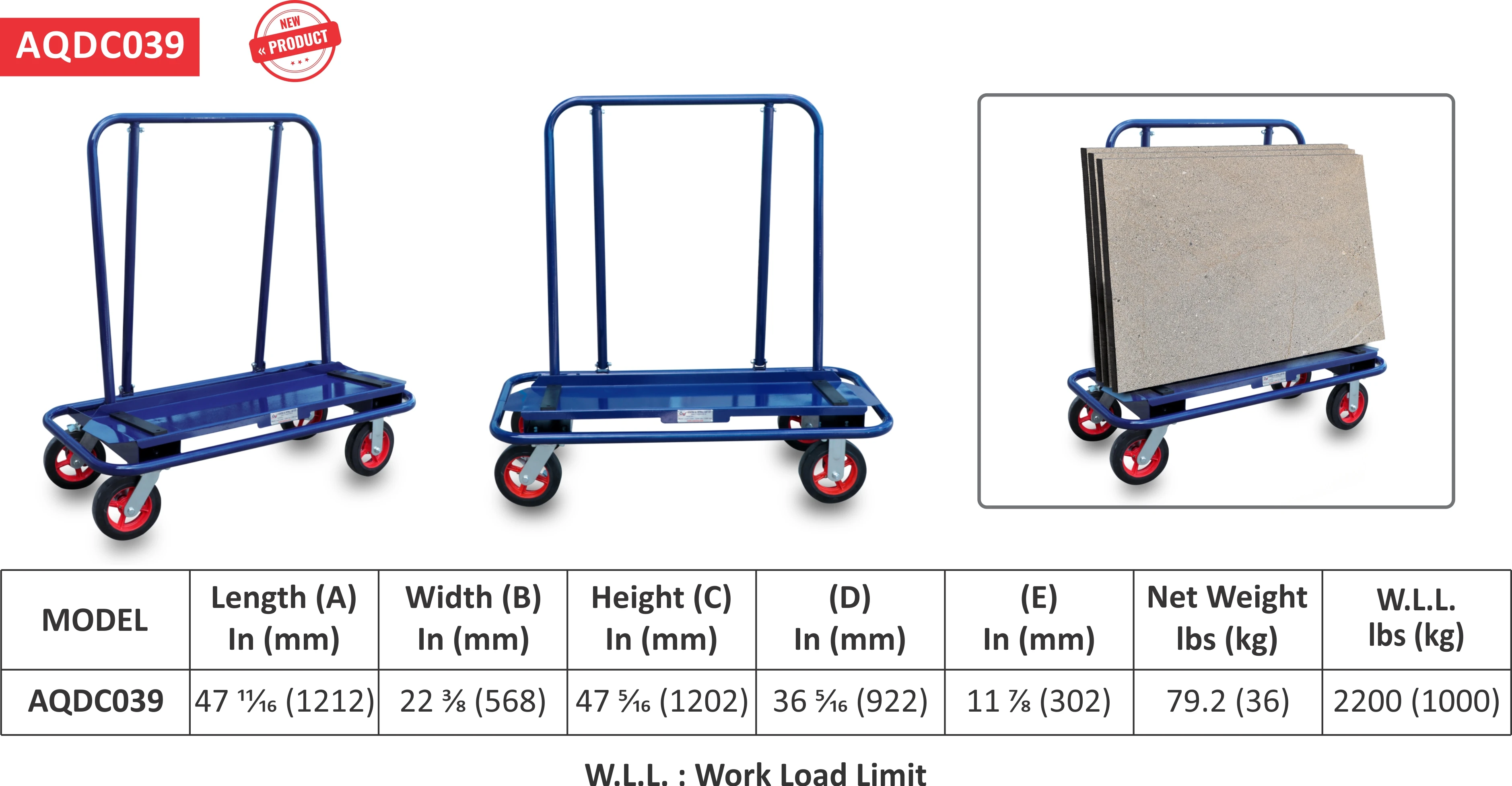Ausavina Qli Drywall Cart Stone Moving Cart Glass Moving Cart Support