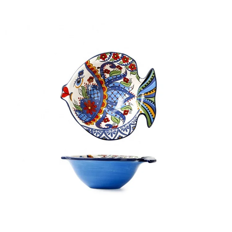 

Creative hand-painted irregular fruit bowl small bohemian fish fruit bowl