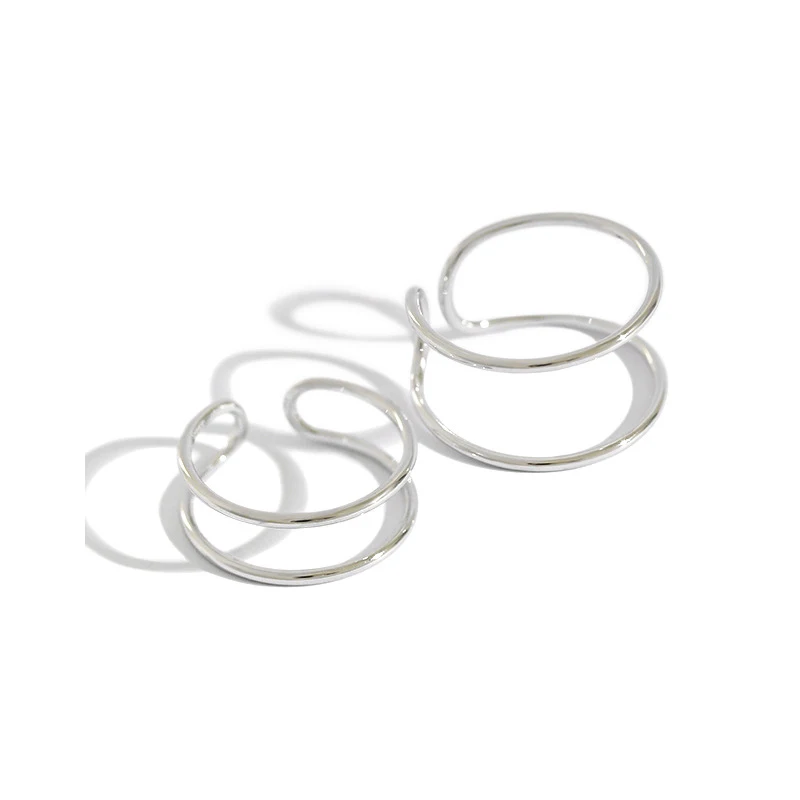 

H-R476 Top Sellers For Amazon Pure Silver With Simple Smooth Surface And Double Lines Ring