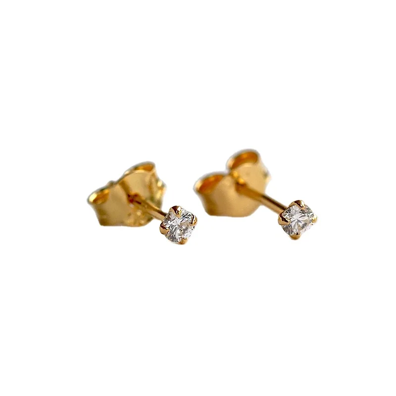 

ROXI 2.5/3/3.5mm mini four-claw zircon earrings simple jewelry gift 14k real gold earrings women