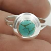 Sky blue turquoise gemstone ring Indian sterling silver ring solid wholesale 925 silver jewelry handmade silver rings