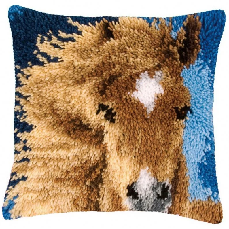 

New Latch Hook Cushion Kit Baby Horse Pillow Case Crochet Hobby & Crafts Diy Yarn For Embroidery Art Cover Sofa Bed Pillows, Colorful