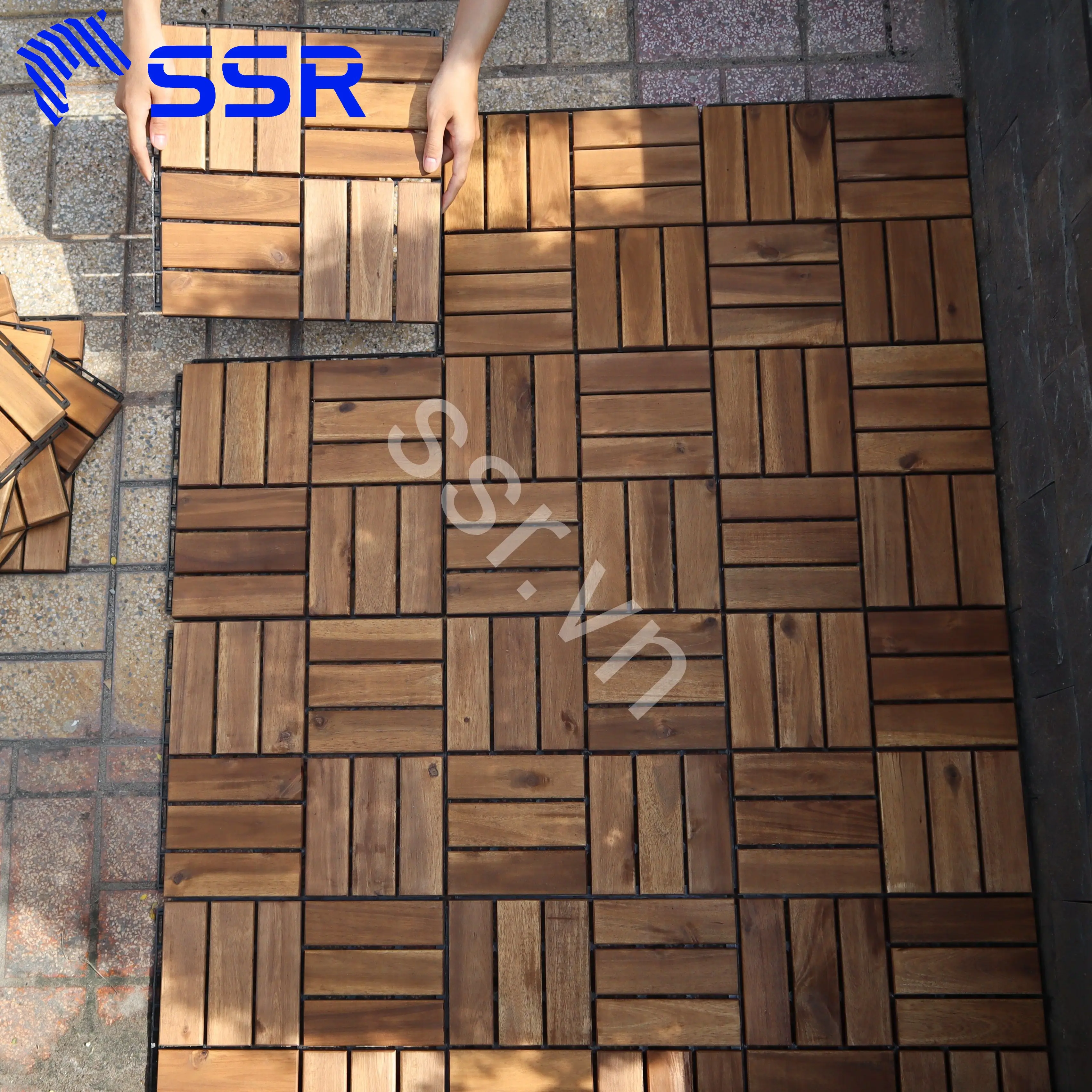 Acacia Wood Interlocking Deck Tiles For Outdoor Patio And Garden Floor Tiles Buy Outdoor Wood