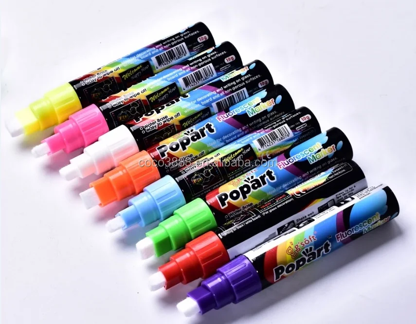 

8.0 mm Top selling Parallel tip Fluorescent color Water based glass chalk marker
