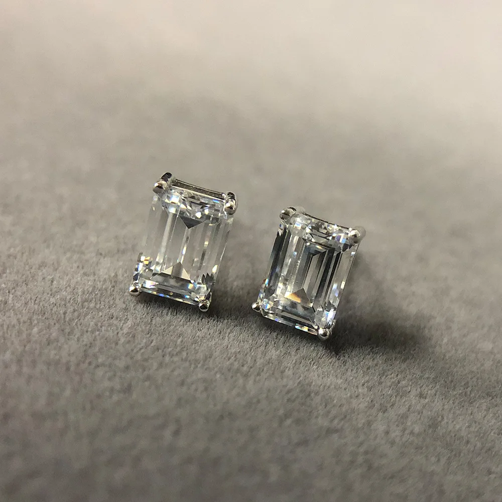 

Wholesale Earrings Jewelry Type Emerald Cut Zirconia 925 silver stud Earrings
