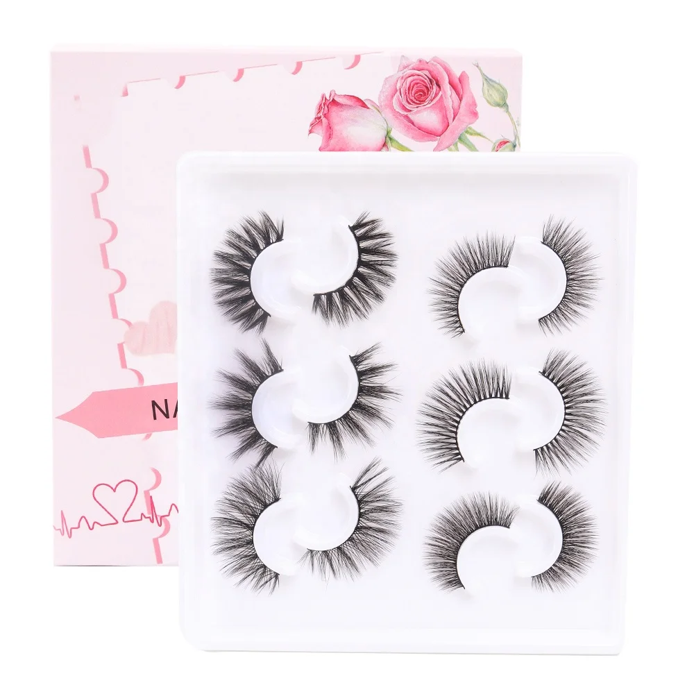 

6 Pairs False Eyelashes Set 3D Mink Fake Lashes Handmade Natural False Eyelashes Extensions For Beauty Makeup Lashes, Black color