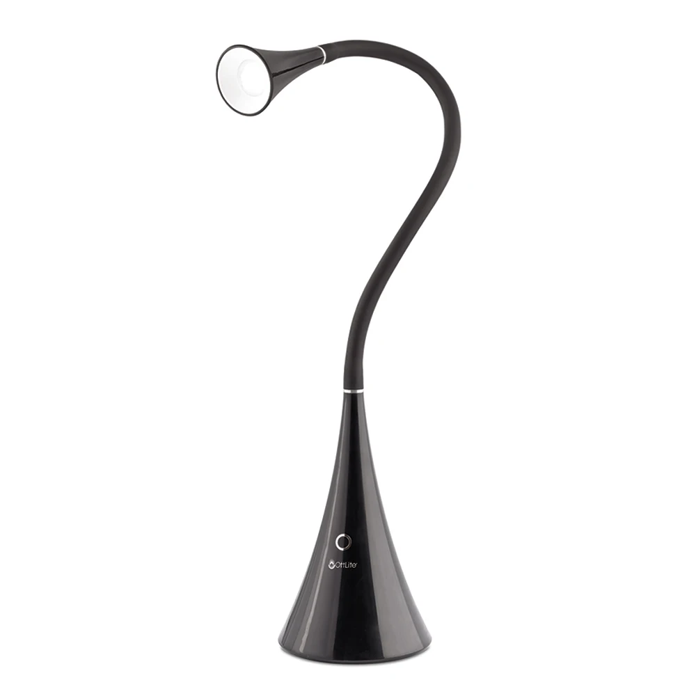 OttLite Natural Daylight LED FlexNeck Cone Desk Lamp Black For Office Use And LED Light