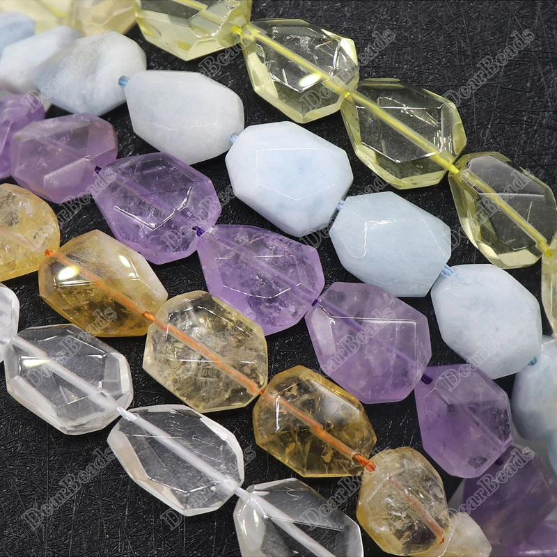 Natural Gemstone Faceted Freeform Big Flat Irregular Beads Stones Strand For DIY Jewelry Making 15mm