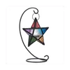 COLORFUL GLASS CHRISTMAS STAR GLASS CANDLE LANTERN