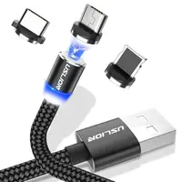 

Free Shipping USLION 1M 3 in 1 Custom Cheapest Fast Charger Best Nylon Braided Metal Magnetic USB Cable