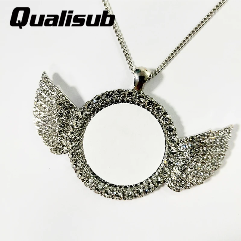 

Qualisub Factory Price Blank Sublimation Angel wings necklaces