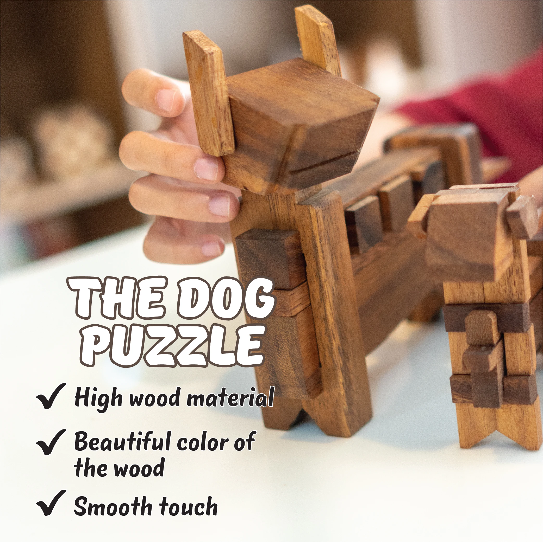 the dog educational wooden puzzle toy for children and parents