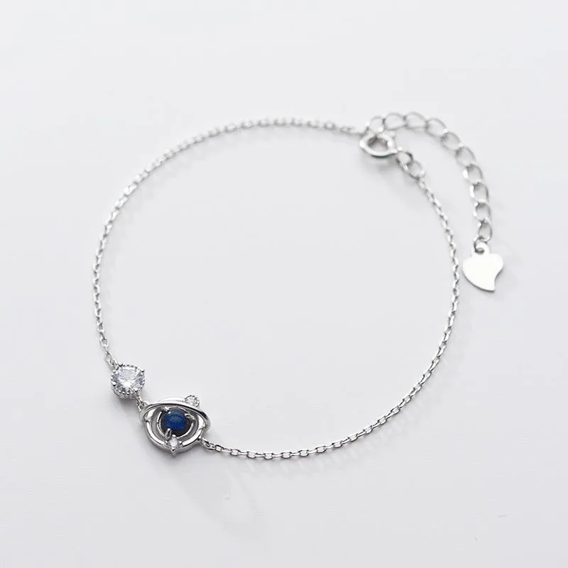 

B1814 One Stop Vendor Silver Jewelry Silver Blue Planet Lady Hand Jewelry Student Gift Bracelet