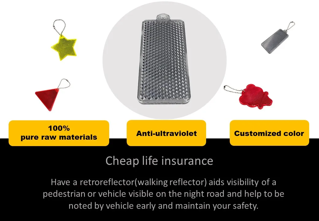 Rectangular Keychain Safety Pendant Walking Reflectors For Children
