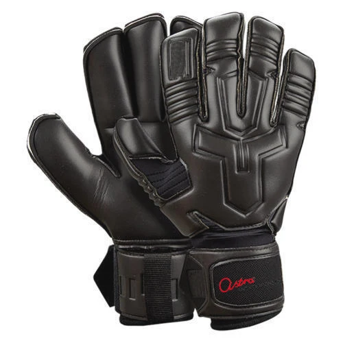 
Black Leather Goalkeeper Gloves Safety Wear Strapped Closure for sale 