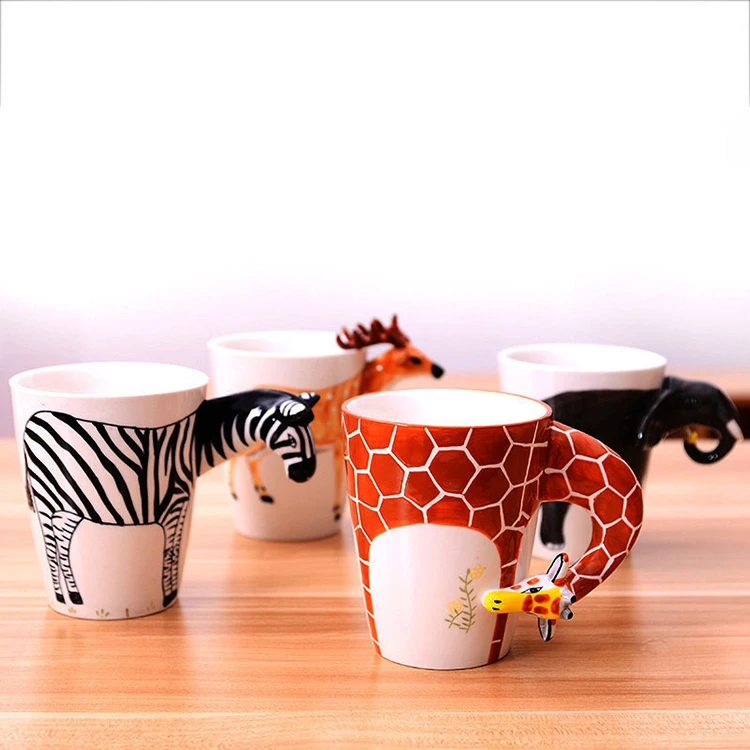 
Logo Customized Hand Painted 3D Animal Ceramic Mug Cup Creative Individual Cartoon Dinosaur Ceramic Coffee Mugs Cup 