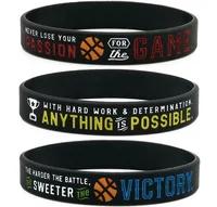 

Power of Faith Silicone Wristbands with Motivational Sayings - Inspirational Basketball Rubber Bracelets