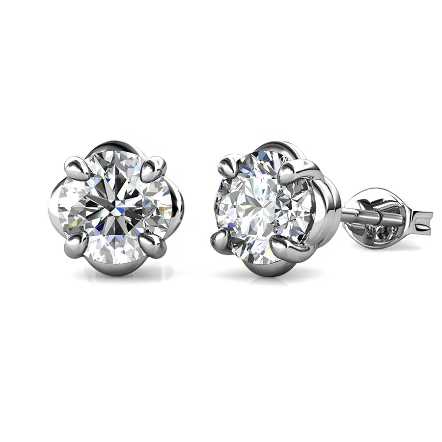 

Exceptionally Brilliant Quality Gemstone Moissanite Diamond 925 Sterling Silver Elegant Rose Stud Earrings Destiny Jewellery