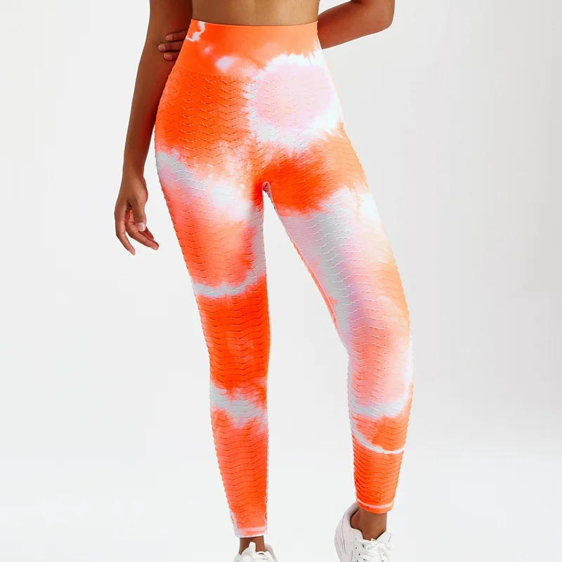 

Cross-border Jacquard Seamless Yoga Pants High Waist Hip Raise Bottom Thread Tie Dye Sports Fitness Pants Women