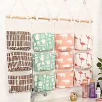 

3 Pocket Cotton Fabric Wardrobe Sundries Hanging storage Pouch bag