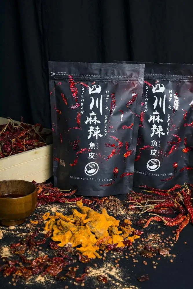 
OYUFISH Sichuan Hot & Spicy 100g grams . Best Sichuan Hot & Spicy Fish Skin Salted Egg Fish Skin & French Fries in Malaysia & SG 