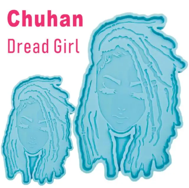 

Chuhan silicone large tray Factory coaster resin mold with long hair fashion Dread girl Lady face molds