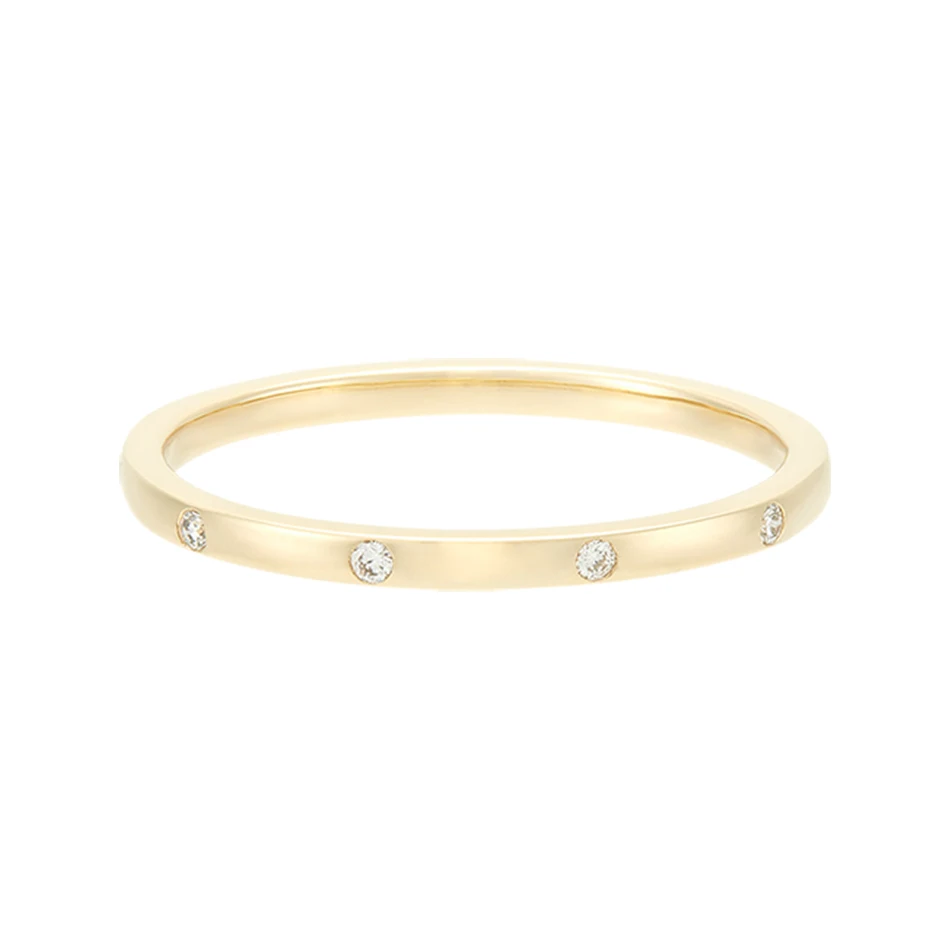 

Fashion Jewelry 925 Sterling Silver Gold Plated Band Ring With Cubic Zircon