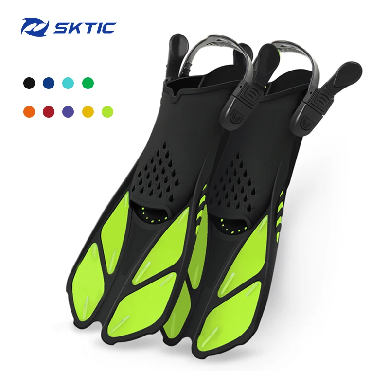 

SKTIC 2021 Customized Classic Design Quick fast release Power Kick Open Heel pocket Snorkeling Swimming Fins diving, Black