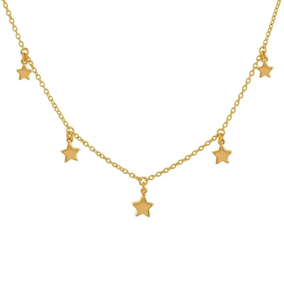 

18k Gold Fashion Jewelry 925 Sterling Silver five Star Necklace For Women