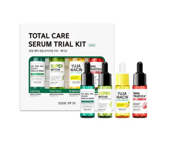 

Somebymi Korean Cosmetics Aha Bha Pha Skin care total snail truecica serum trial kit