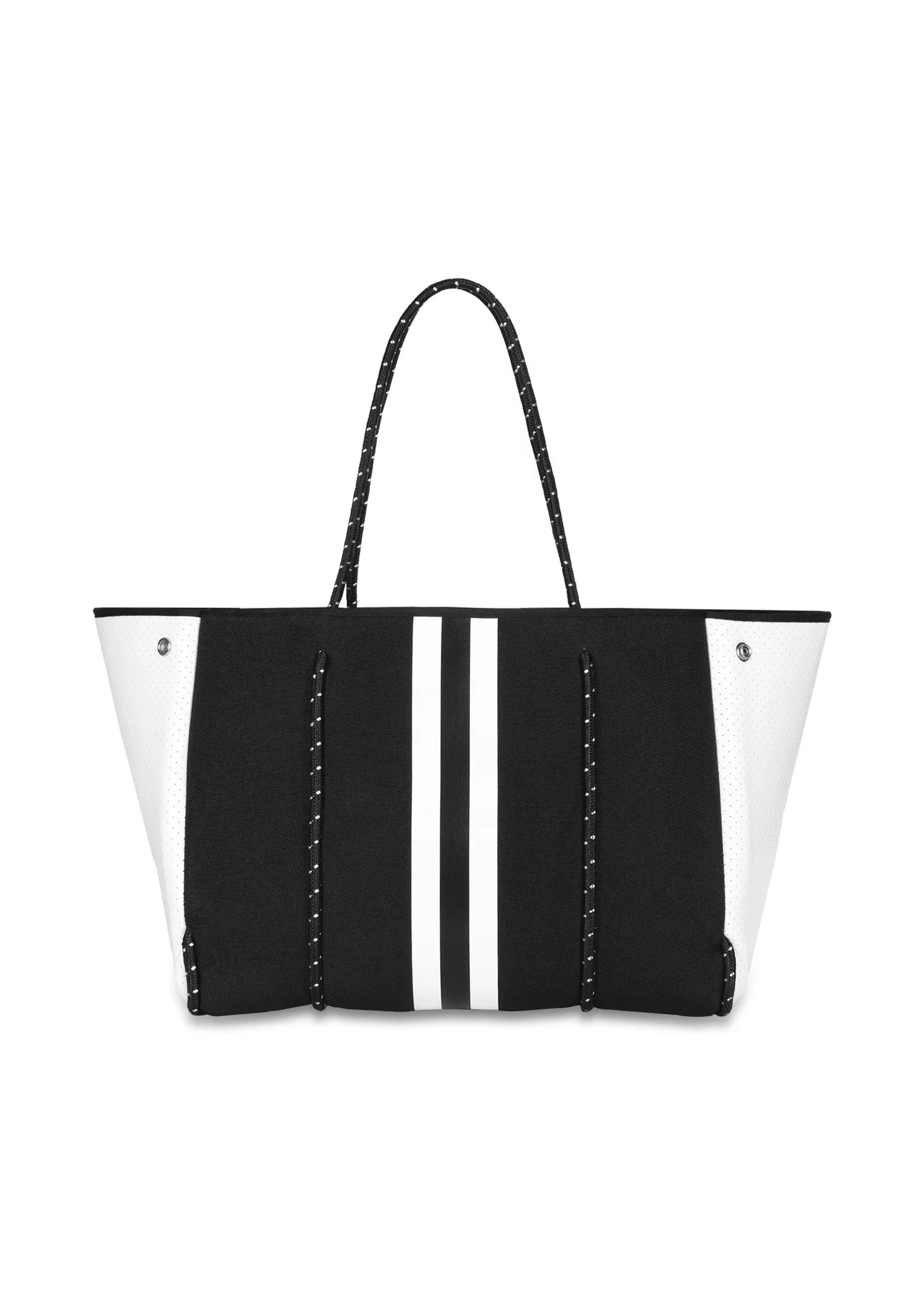 striped neoprene tote bag