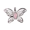 Natural Gemstone Pretty Butterfly Shape Healing Crystal Necklace Pendant For Jewelry Making Assorted Colors